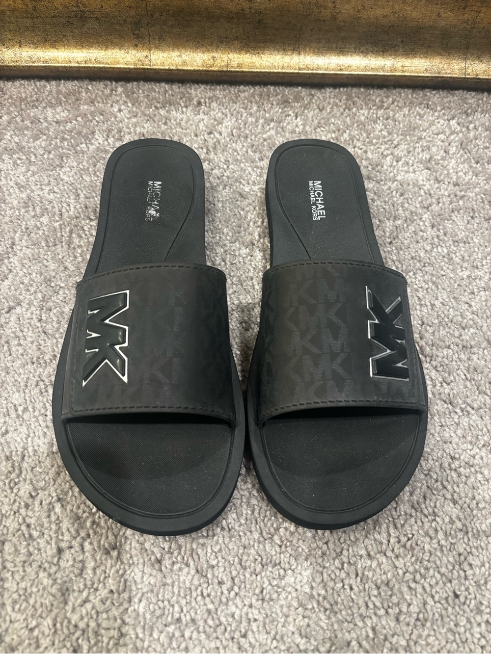 Michael Kors Black Logo Slide Sandals for women